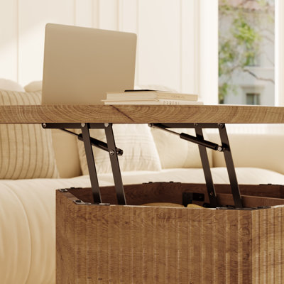 Table basse à plateau relevable 31,5 "avec base cylindrique