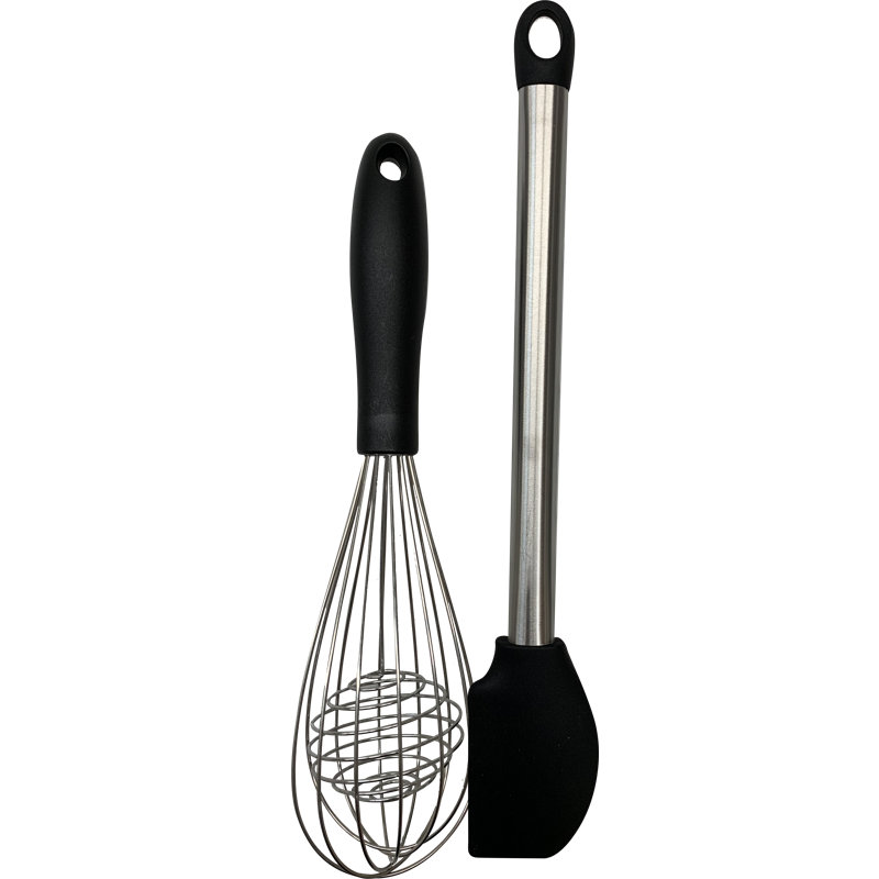 Black Stainless Steel Spatula and Whisk Set