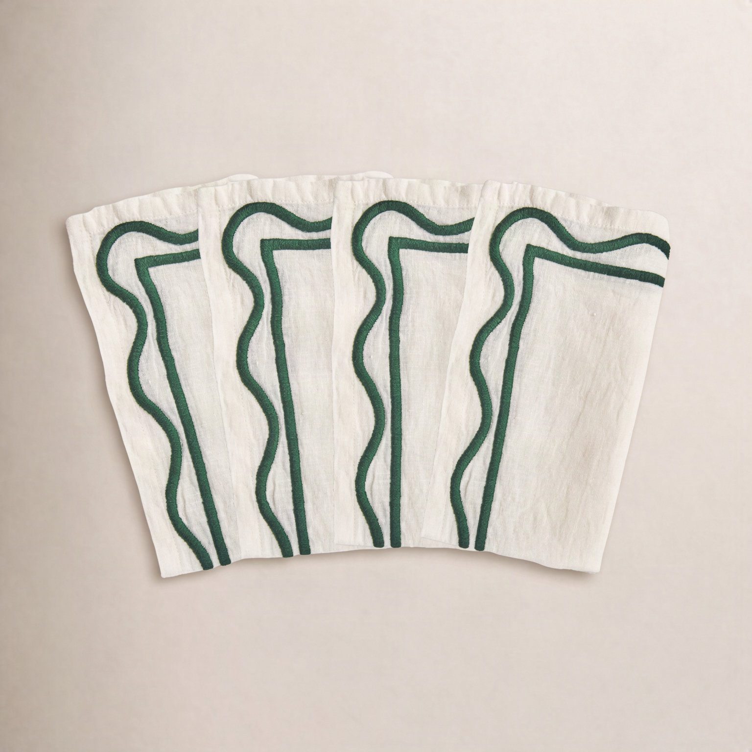 Colorblock Linen Napkin, Dark Green
