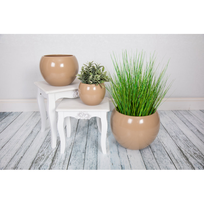 Epoxi Cylinder Pot - Semi Gloss  - Set Of 2, Beige, 13.5cm H x 16cm W x 16cm D
