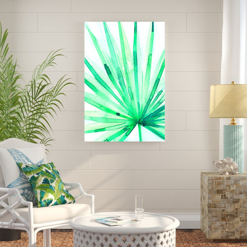 Watercolor Palm Leaf - Reproduction d'art sur toile tendue, H 48 po x l 32 po, Toile tendue