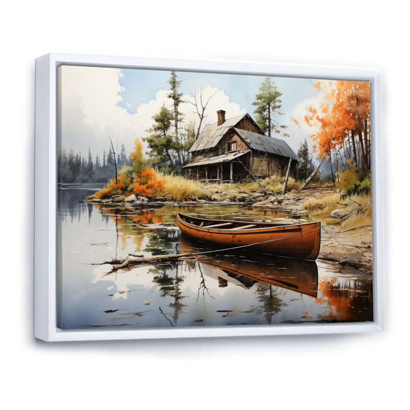 Betsi Brown Lakehouse Reflections of Solitude III - impression, H 12 po x l 20 po x P 1 po, Cadre flottant blanc