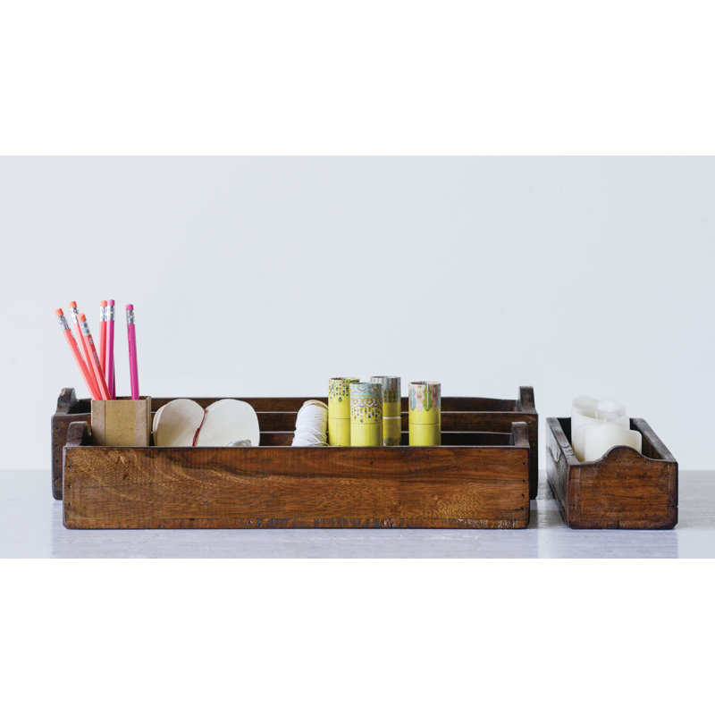 Found Wood Keepsake Boxes, Set of 3