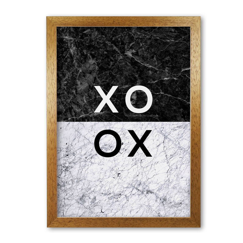 XO Hugs And Kisses - Print, 60 cm H x 42 cm W x 5 cm D, Honey Oak Frame
