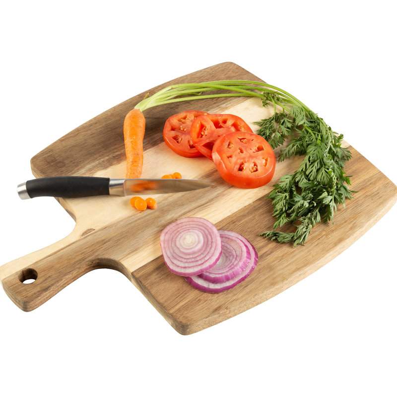 Classic Acacia Wood 3-Piece Cutting Board Set with Handles