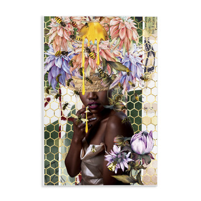 «Glam & Honeycomb Queen Bee», art mural sur bois par Yvonne Coleman Burney
