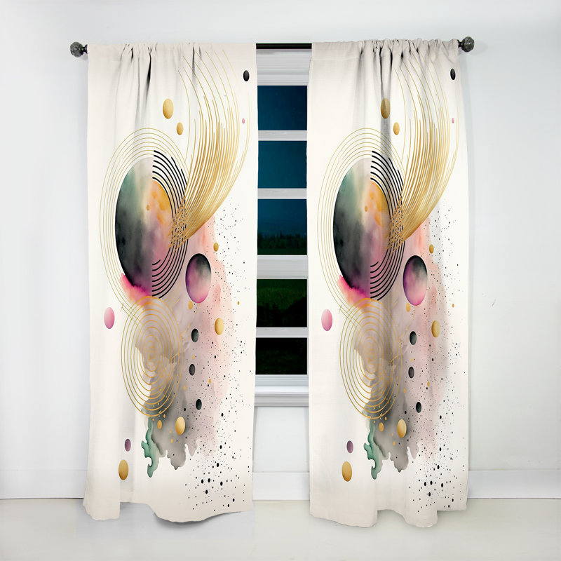 Alderfield - Colorful Circular Abstract I - Modern Velvet Curtain - Room Darkening - 1 panel, 52" W x 120" L