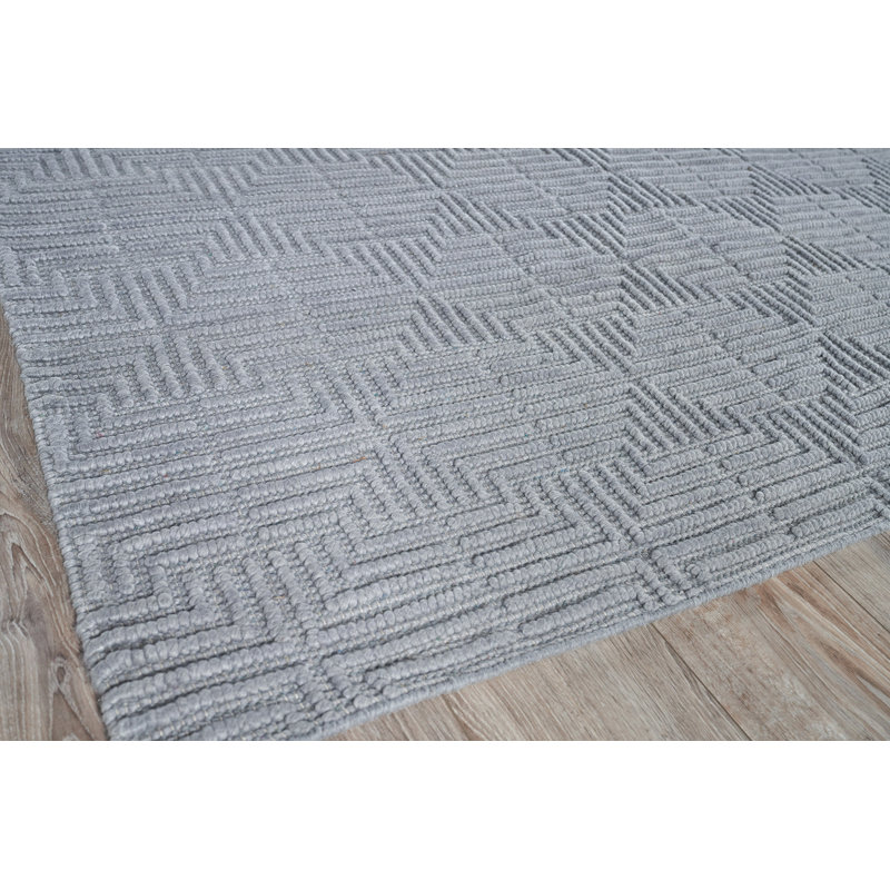 Manzoni Wool Geometric Area Rug in Gray, Rectangle 6' x 9', Gray