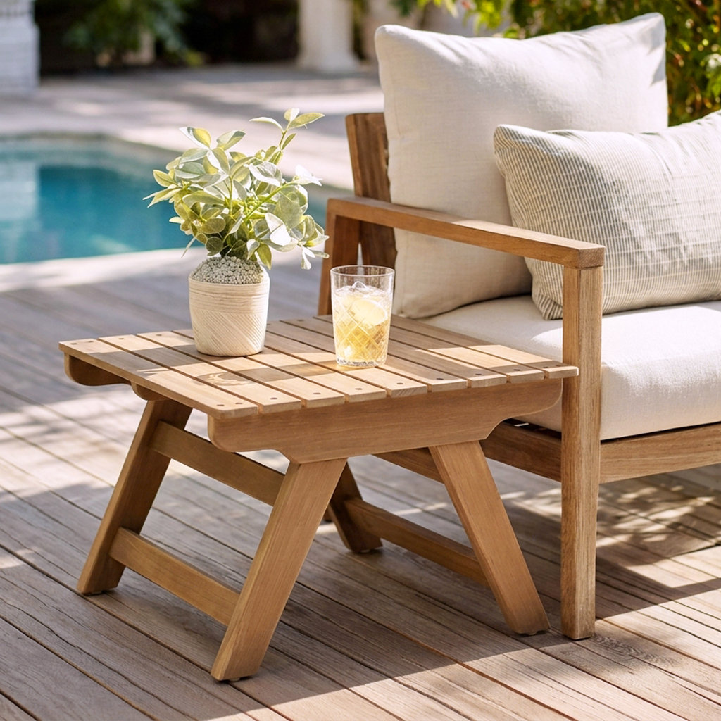 Bullock 19.75 " Acacia Patio Side Table, Teak