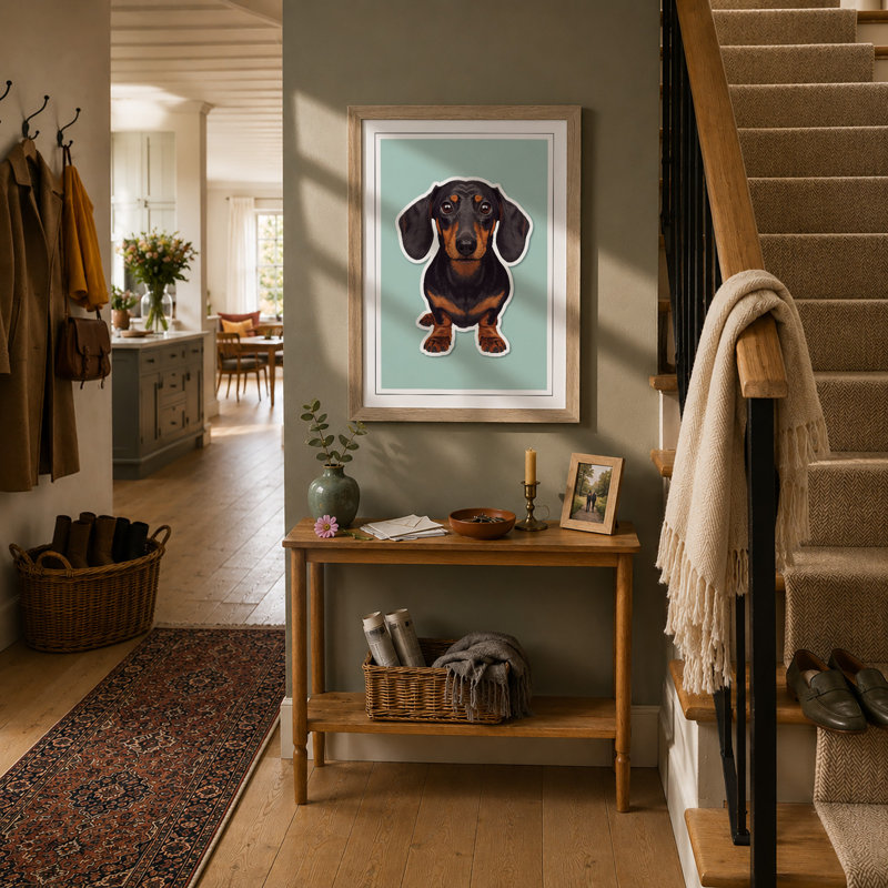 Dachshund Portrait Modern - Print, A2 - 59.4 x 42.0 cm, Oak
