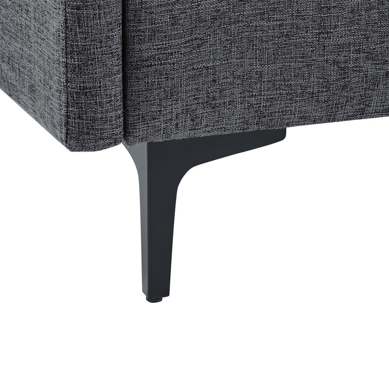Canapé modulaire en lin rembourré avec pieds en métal, Dark Gray