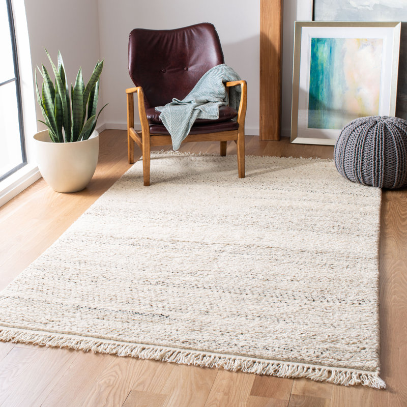 Tapis beige noué à la main Garland, Rectangle 5 pi x 8 pi