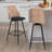 Upholstered Black Rattan Full Back Counter Swivel Bar Stool-2040474677
