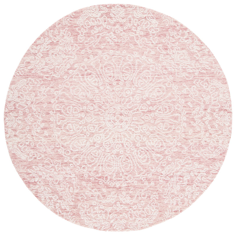 Tapis uni en laine et en coton touffeté à la main Humansville, Rond 6 pi