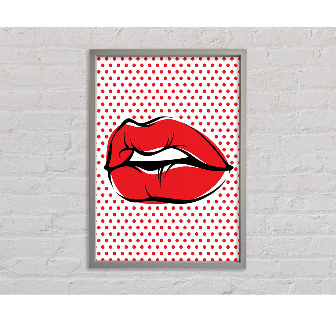 Red Lips On Pokerdots - Einzelne Bilderrahmen Kunstdrucke auf Leinwand