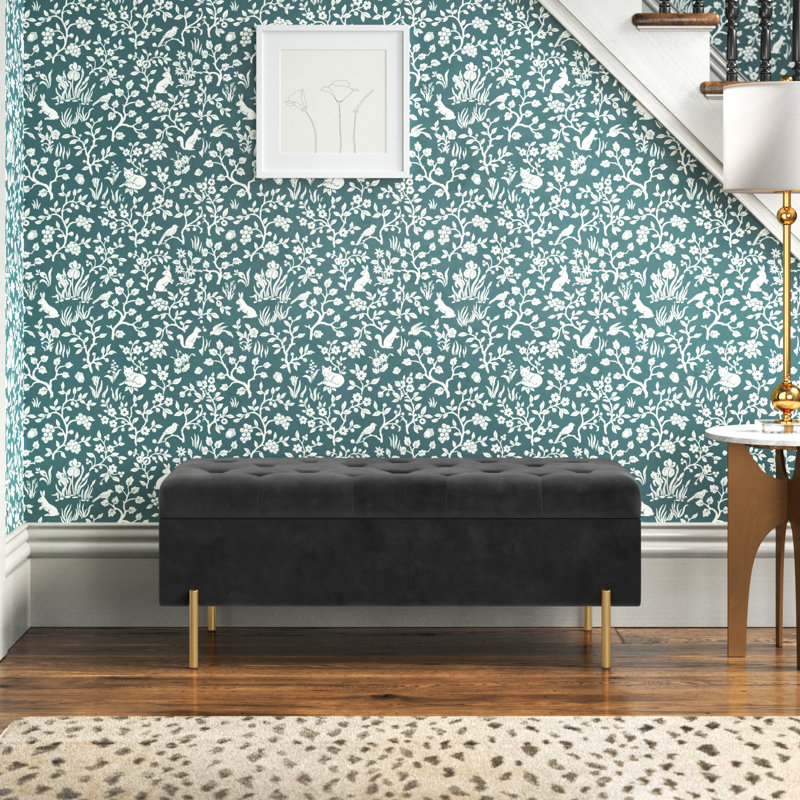 Eckman Velvet Upholstered Storage Bench