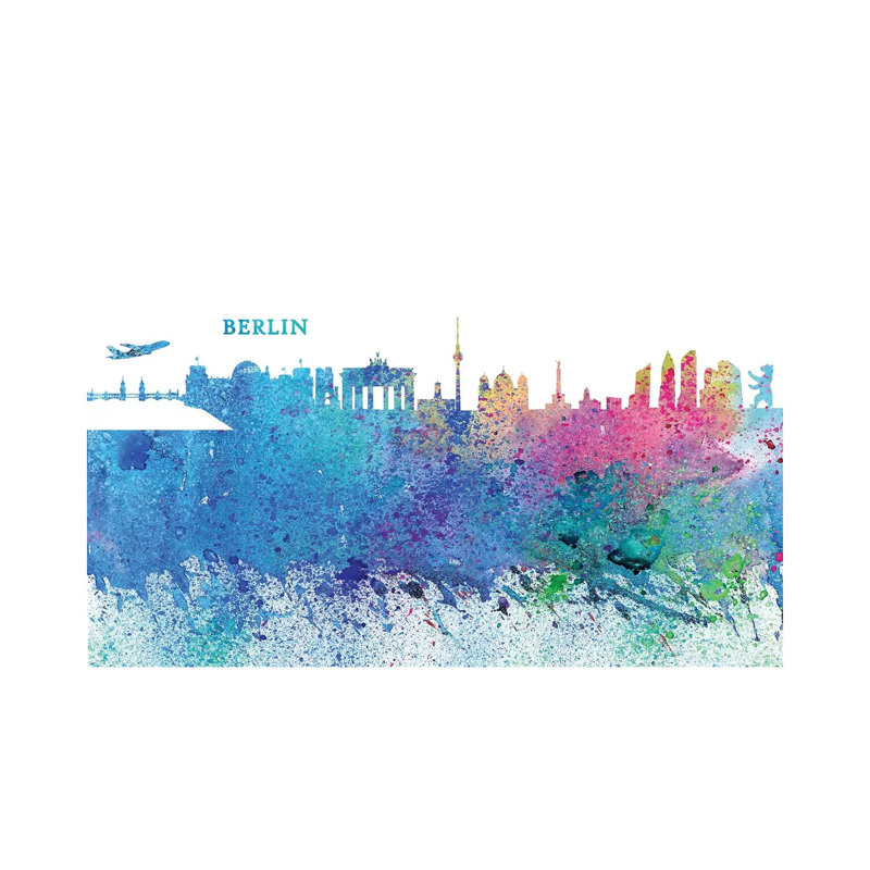 Berlin Germany Skyline Silhouette Impressionistic Splash by Markus & Martina Bleichner - Wrapped Canvas Print