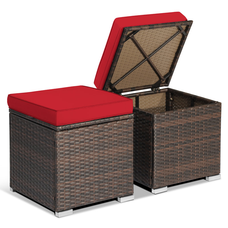 Repose-pieds d'extérieur avec coussin Brynjar, Rouge