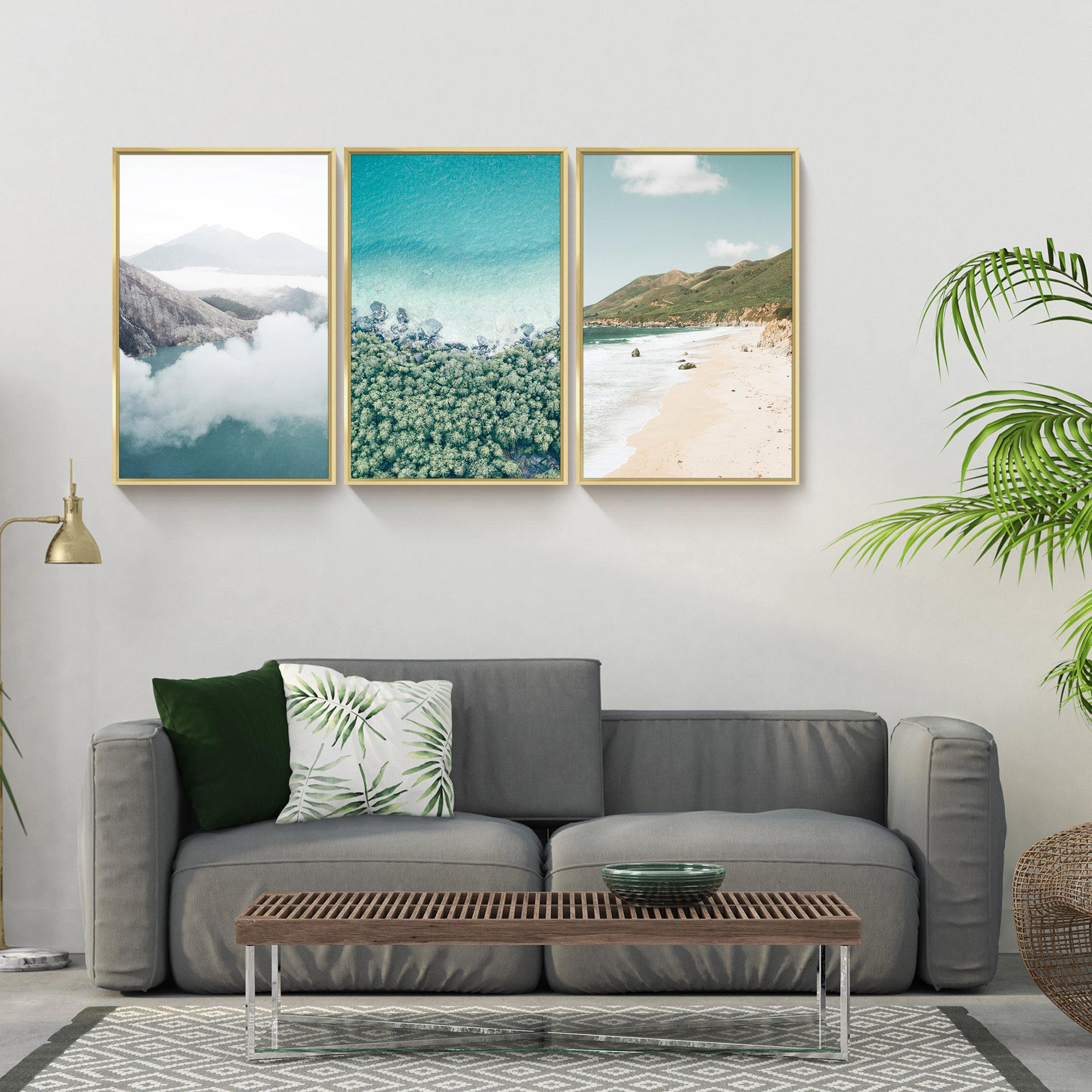 Rosecliff Heights Mountain And Sea Wall Art - 3 Piece Picture Aluminum ...