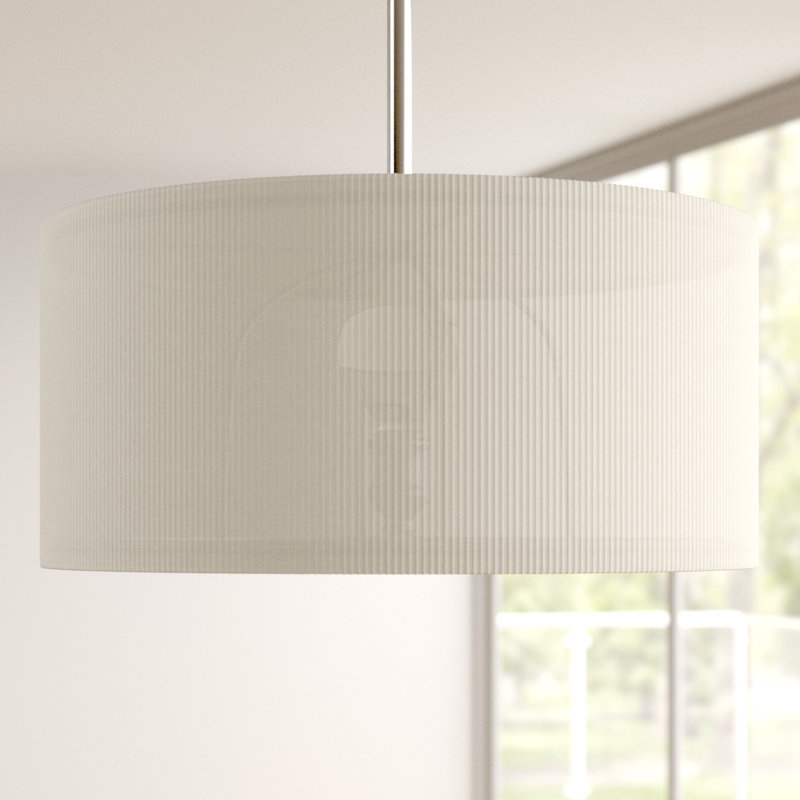 Kiera 3 - Light Polished Chrome Drum Pendant, Small, Cream