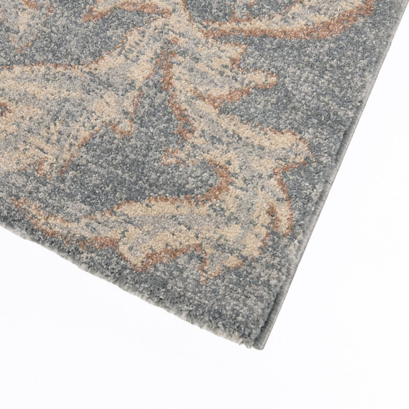 Tapis Charlie bleu/beige à médaillon traditionnel, Bleu / Beige, 5 pi 3 po x 7 pi