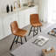 Tabouret de bar en similicuir avec dossier ergonomique incurvé - Structure robuste en métal noir, comptoir avec repose-pieds pour îlot de cuisine, bar et restaurant, 2 ensembles-1213749287
