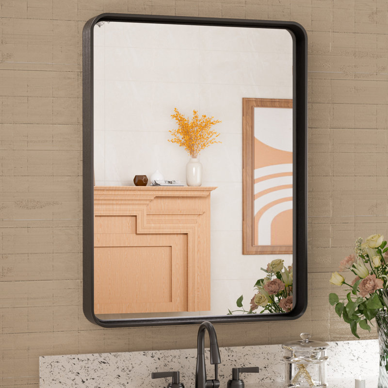 Miroir d'appoint Tyro, Noir mat, 24 po x 18 po, Rectangulaire