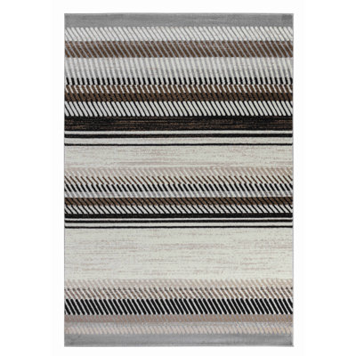7' X 10' Beige Striped Area Rug