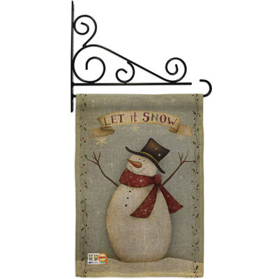 En toile jute à neige 2 côtés 19 x 13 po let it snow happy bonhomme de neige drapeau de jardin