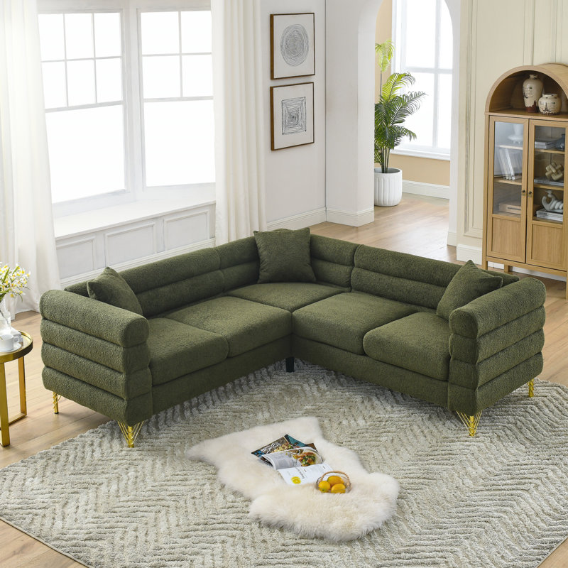 Canapé modulaire en L de 81,5 po avec 3 coussins, idéal pour le salon, la chambre à coucher et le bureau