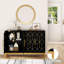 Buffet moderne avec garniture dorée, armoire de rangement 4 portes, noir