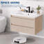 Meuble-lavabo mural moderne cannelé de 61 cm (24 po), 2 tiroirs, lavabo en céramique blanche, revêtement en PVC imperméable-1989052056-1989052059