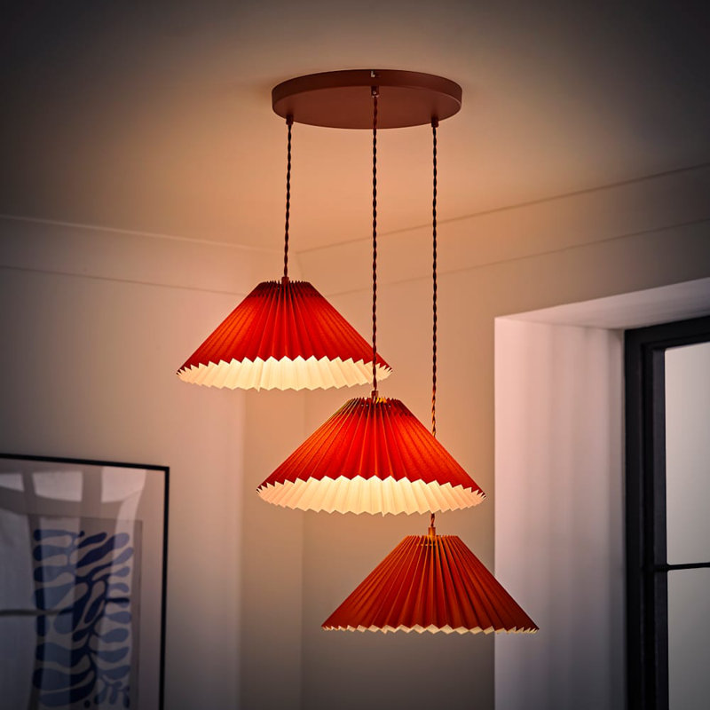 Kameron 3 - Light Painted Shaded Pendant, Orange, No