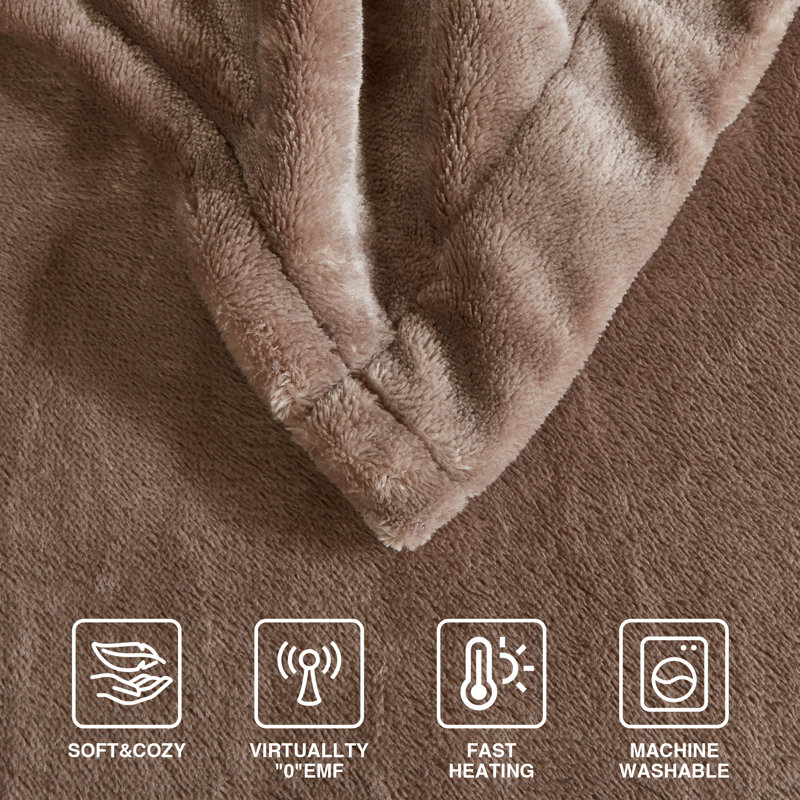 Heated Plush Ultra-Soft Electric Blanket, King, Mink