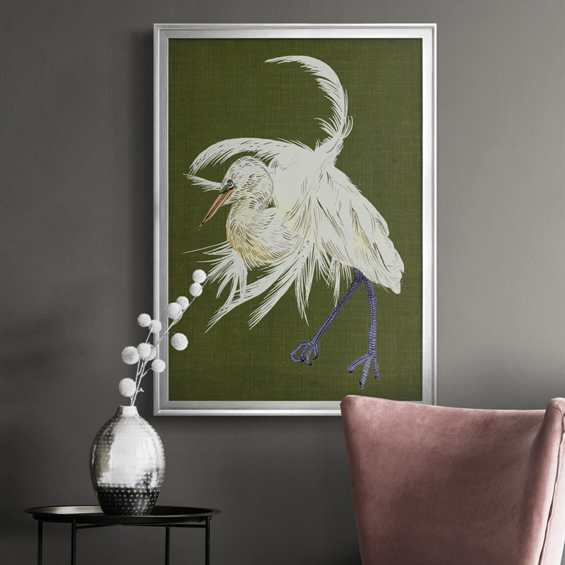 Toile encadrée de qualité supérieure Heron Plumage II - prête à être accrochée, Cadre argenté, H 30,5 po x l 22,5 po x P 1 po
