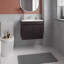 Meuble-lavabo flottant à deux portes Chaux, avec lavabo en résine et deux tablettes, rangement pour salle de bain, noir-799634518
