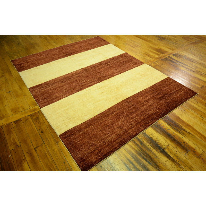 Tapis de zone en laine 5 pi 4 po x 7 pi one-of-kind noué la crème Nash