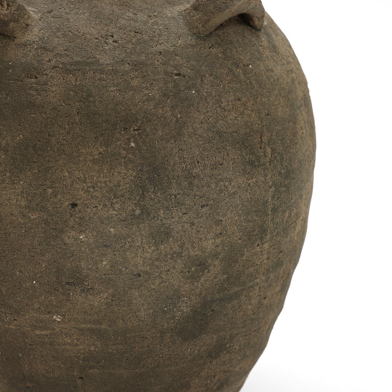 Handcrafted Distressed Terracotta 15.4" H Round Vase