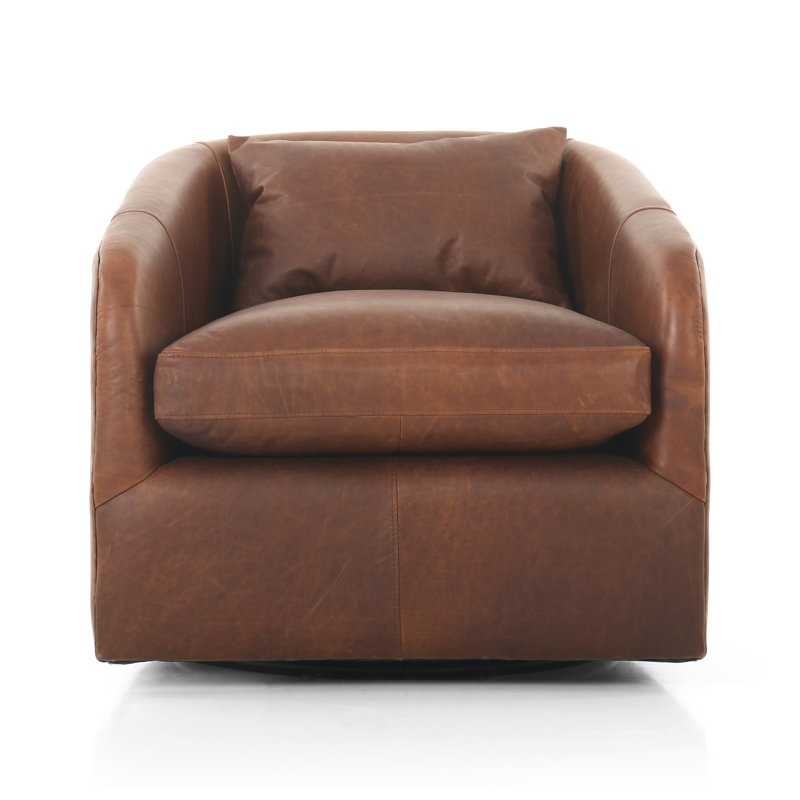 Topanga Swivel Armchair, Heirloom Sienna Genuine Leather