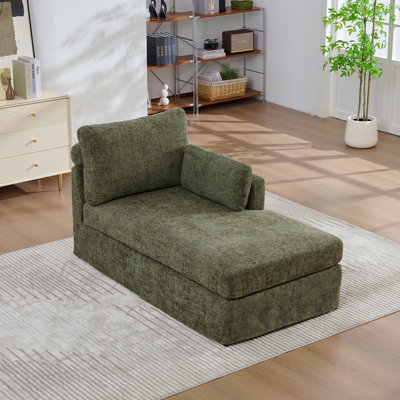 Canapé-lit modulaire de 31,69 po de largeur avec coussins, revêtu de tissu chenille doux, pieds en métal robustes, capacité de charge élevée, convient aux salons, aux chambres et aux appartements. Vert-R