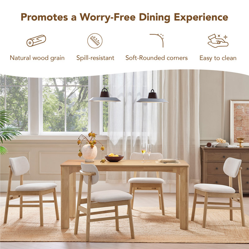  59'' Rectangular Dining Table for 6 People, Oak