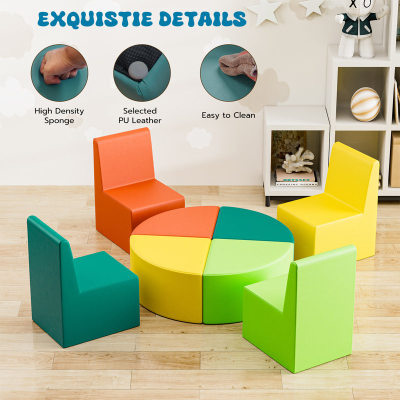 8 Piece Kids Sofa Set, Yellow/Orange/Teal/Green