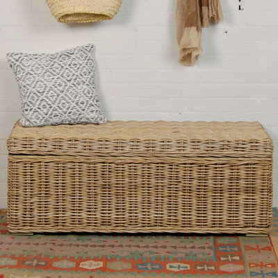 Tevis Wicker Flip Top Storage Bench