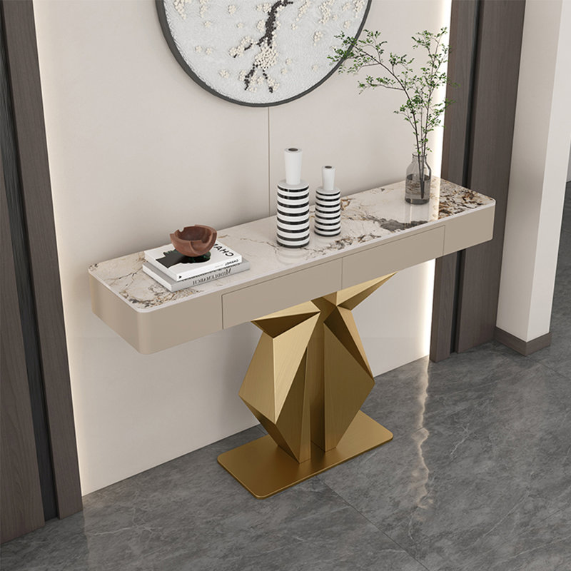 Console Modern Minimalist Luxury Art, H 33,46 po x l 59,06 po x P 13,78 po, Or champagne