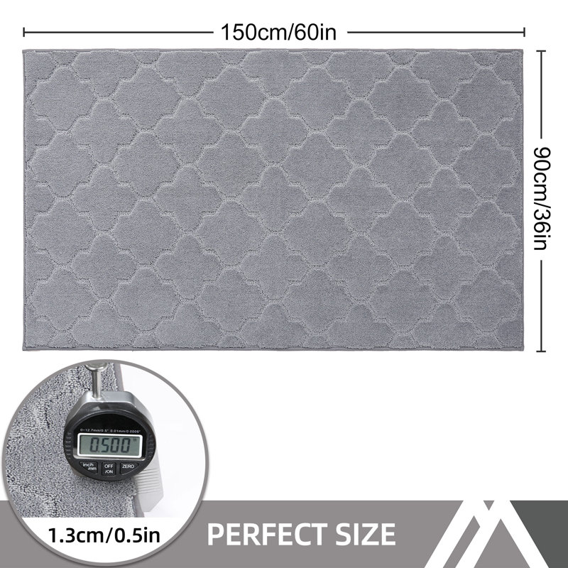 Non-Slip Geometric Doormat, Grey, 91.4cm W x 152.4cm L