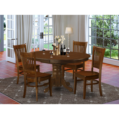 Dufferin 5 - Piece Butterfly Leaf Rubberwood Solid Wood Dining Set by Charlton Home