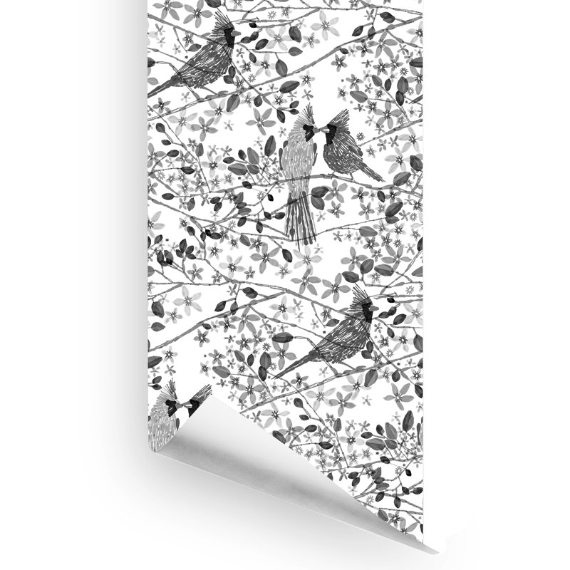 Panneau de papier peint adhésif Balsam, Noir / Blanc