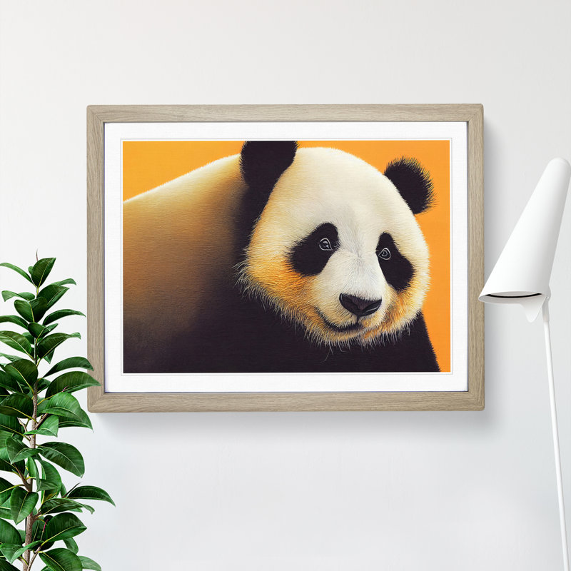 Otherworldly Panda - Single Picture Frame Print, 46cm H x 64cm W x 2cm D, Oak