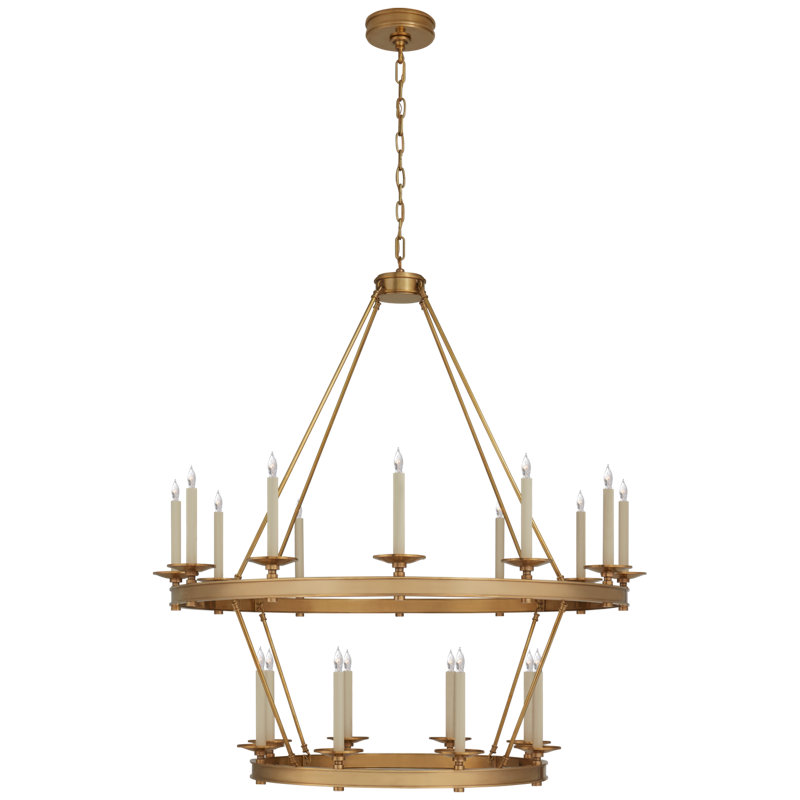 Chapman & Myers Launceton Two Tiered Chandelier, 47.5" H x 43.25" W x 43.25" D, Antique-Burnished Brass