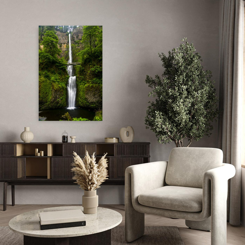 Multnomah Waterfall, Columbia River Gorge National Scenic Area, Multnomah County, Oregon, Usa Abstract Contemporary Forest Landscape Wall Art